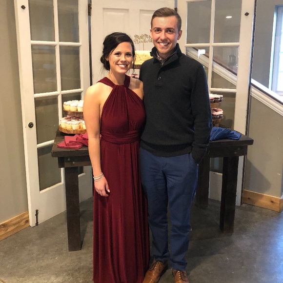 Maroon Wrap Dress - Picture 2 of 3